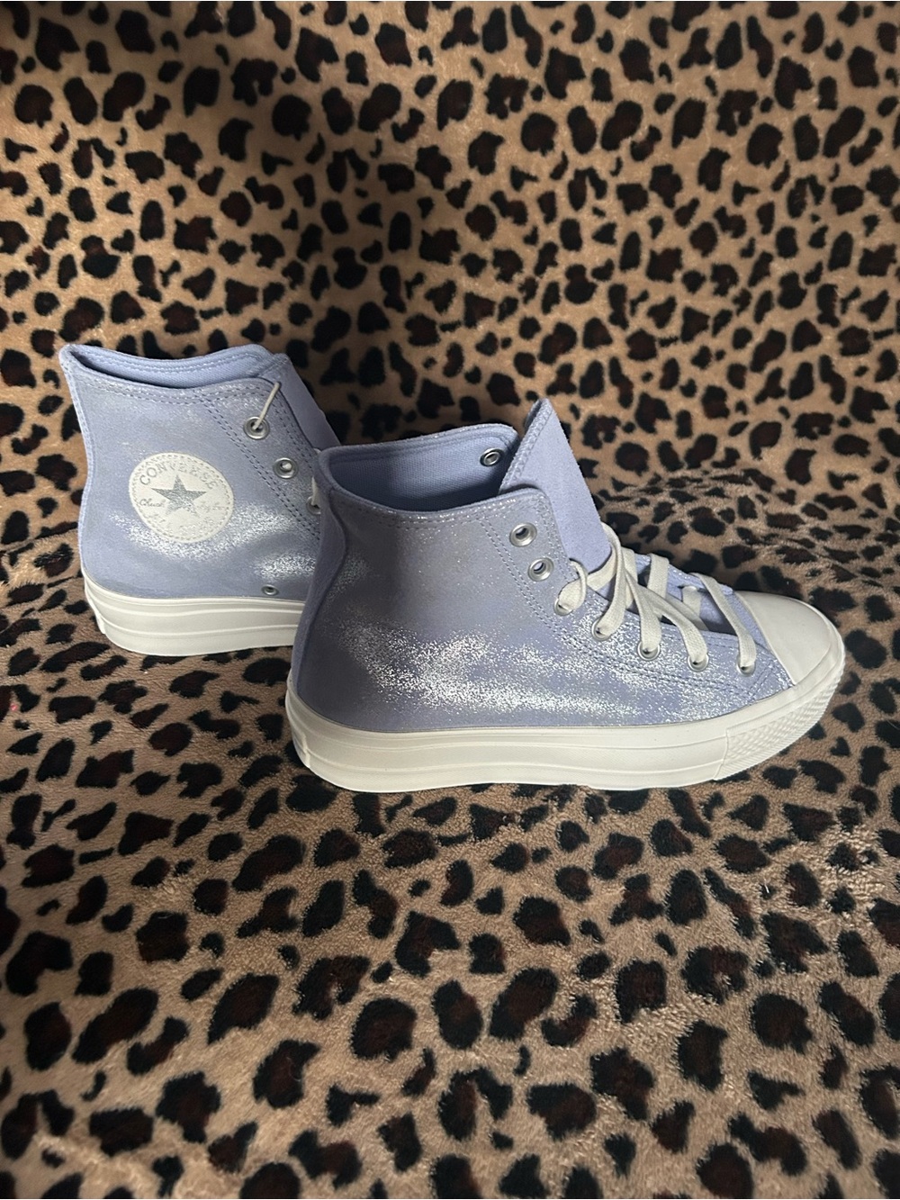 Converse High-Top Canvas Sneakers in Light Lavender and White
